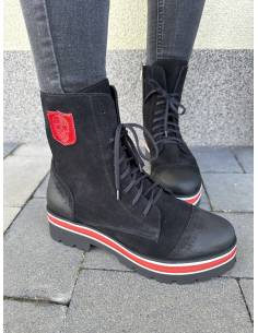 Trapery skóra naturalna zamszowa glany czarne czerwone... 2