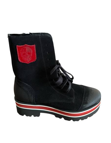 Trapery skóra naturalna zamszowa glany czarne czerwone Exquisite 1284