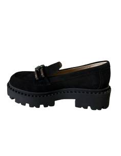 Mokasyny skóra zamsz czarne ALMODI 927 2
