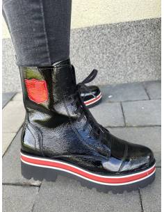 Trapery glany czarne skóra naturalna lakierek czerwone... 2