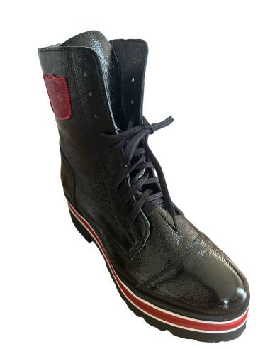 Trapery glany czarne skóra naturalna lakierek...