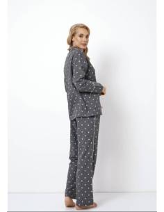 Piżama damska dwuczęściowa długa long szara grafit ciepła... 2