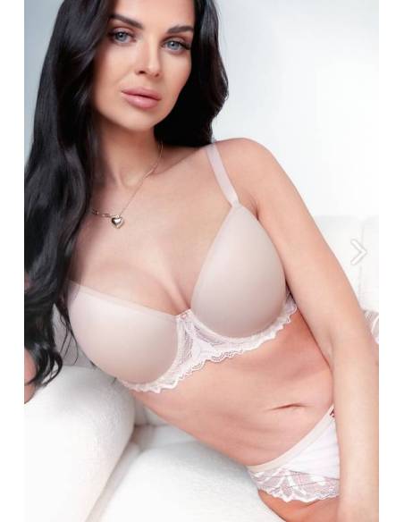 Biustonosz beżowy nude fiszbiny usztywniany gładki full cup Ava Kopa 2255