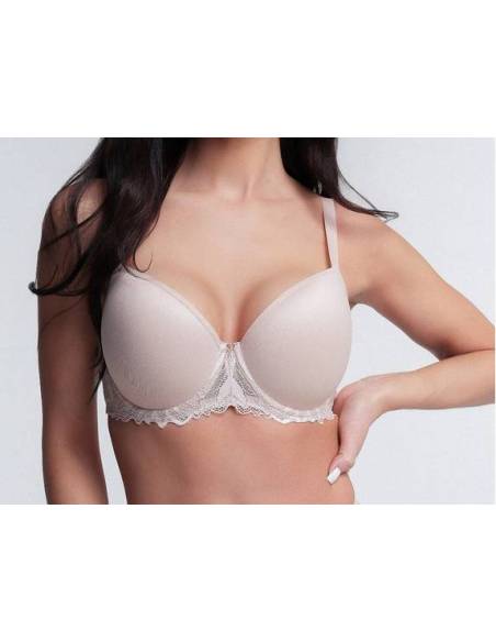Biustonosz beżowy nude fiszbiny usztywniany gładki full cup Ava Kopa 2255