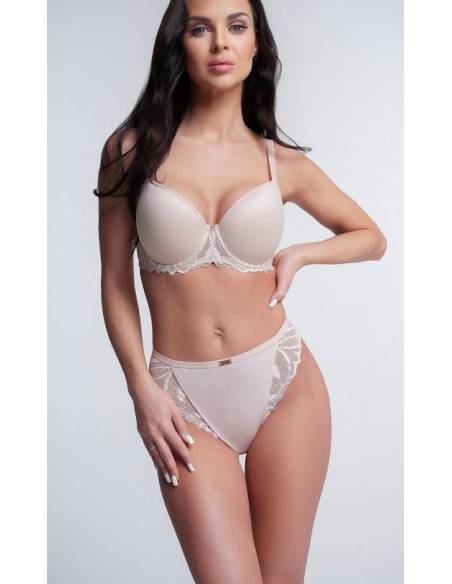 Biustonosz beżowy nude fiszbiny usztywniany gładki full cup Ava Kopa 2255