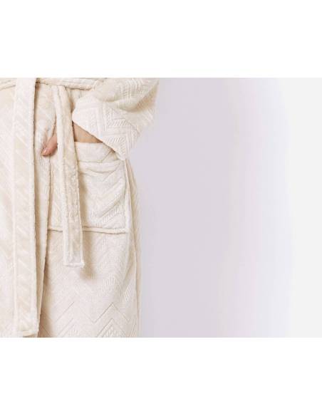 Szlafrok damski beż nude beige do kolana gift ciepły miękki Aruelle ZAHRA