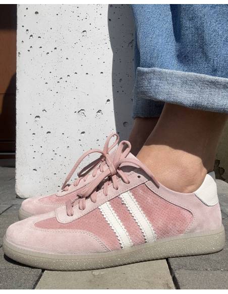 Adidasy damskie różower pudrowe skóra naturalna zamsz Kampa N 1394