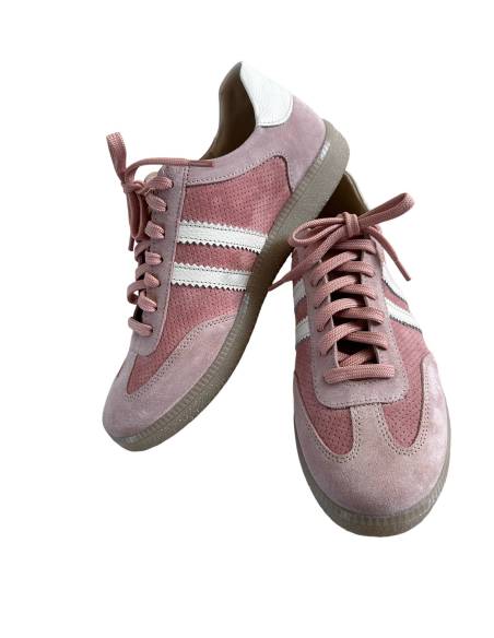 Adidasy damskie różower pudrowe skóra naturalna zamsz Kampa N 1394