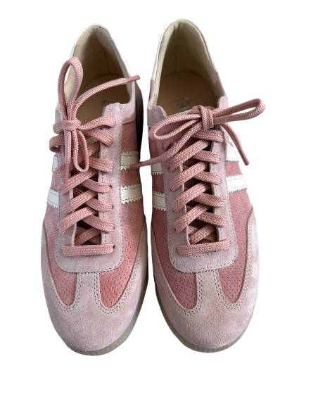 Adidasy damskie różower pudrowe skóra naturalna zamsz Kampa N 1394