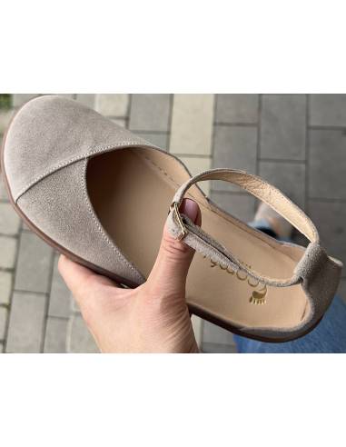Beżowe baleriny skóra barefoot pasek na kostce...
