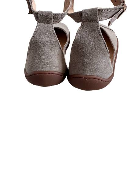 Beżowe baleriny skóra barefoot pasek na kostce płaska podeszwa Comfy 320