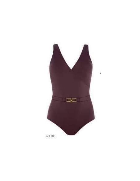 Strój kąpielowy jednoczęściowy brązowy fiszbiny soft klamra Self Roma 8