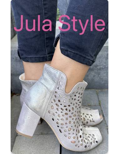 Botki skóra ażur złote Exquisite 1184