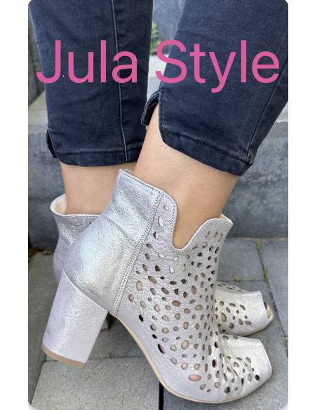 Botki skóra ażur złote Exquisite 1184