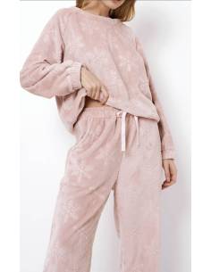 Piżama damaska różowa ciepła prezent gift miś polar... 2
