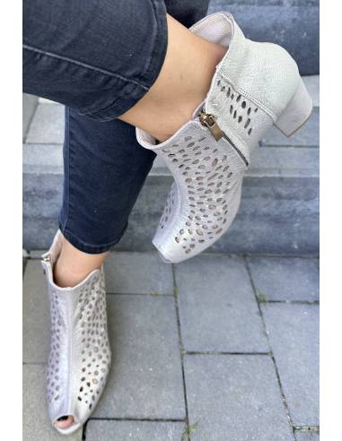 Botki skóra ażur złote Exquisite 1184