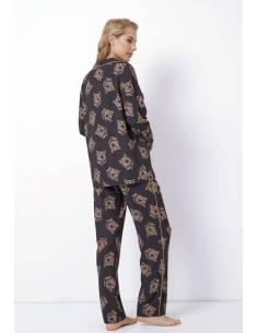 Piżama czarna tygrysy wiskoza dwuczęściowa prezent gift... 2