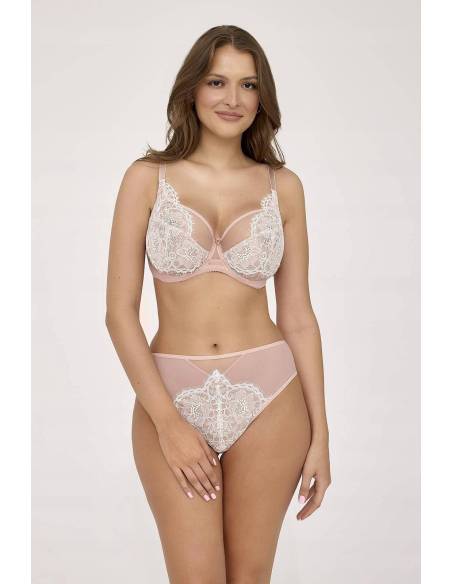 Biustonosz jasny różowy miękki soft koronka tiul kwiaty Velvet Blush 2224