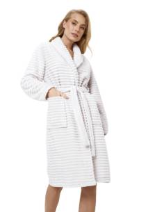 Szlafrok damski popiel szary prążki plusz miękki ciepły... 2