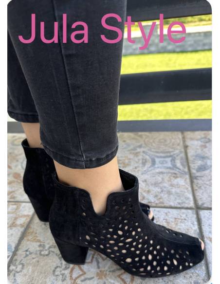 Botki ażur czarne zamsz Exquisite 1184