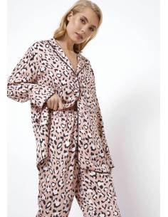 Piżama długie nogawki różowa wiskoza panterka prezent... 2