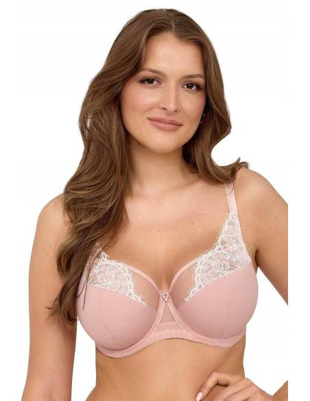 Biustonosz jasny różowy półusztywniany semi soft koronka Velvet Blush 2223