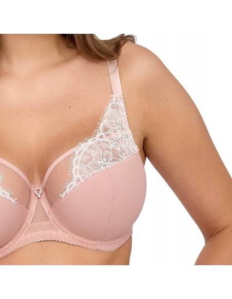 Biustonosz jasny różowy półusztywniany semi soft koronka Velvet Blush 2223