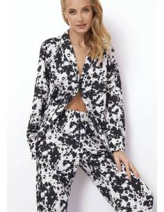 Piżama damska czarno biała long prezent gift Aruelle Melody 2