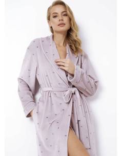 Szlafrok damski fiolet miękki ciepły miś serca prezent... 2