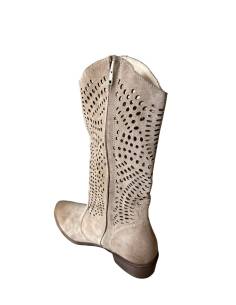 Ażurowe kozaki beżowe kowbojki skóra naturalna Exquisite... 2