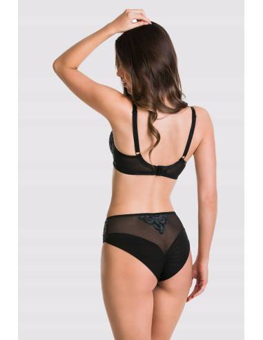 Biustonosz czarny plunge soft koronka wzór...