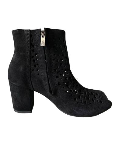 Botki ażur czarne zamsz Exquisite 1184