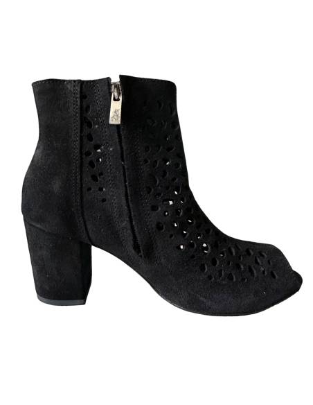 Botki ażur czarne zamsz Exquisite 1184