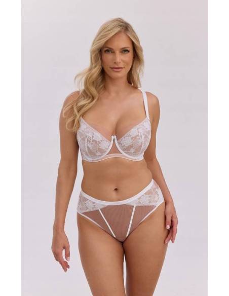 Biustonosz biały mokka semi soft półusztywniany koronka Gaia Claire 1358