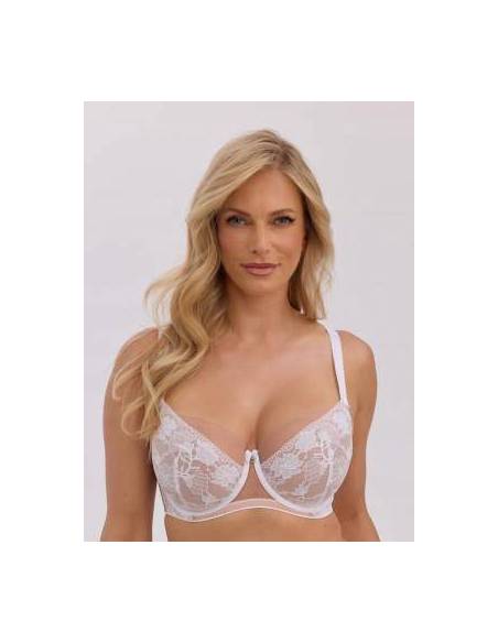 Biustonosz biały mokka semi soft półusztywniany koronka Gaia Claire 1358
