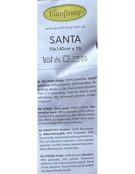 Ręcznik czerwony 70x140  Święta Christmas Mikołaj XMAS Choinka Santa Eurofirany