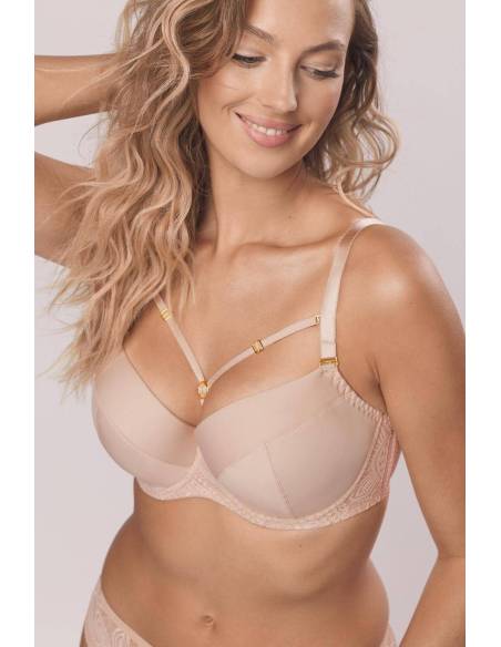 Biustonosz full cup Mefemi Desire Big beżowy usztywniany cappuciono jasny