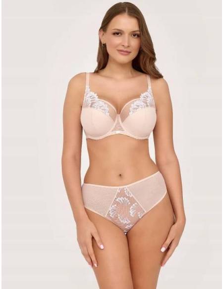 Biustonosz beż jasny krem półusztywniany semi soft koronka tiul Ava 2239