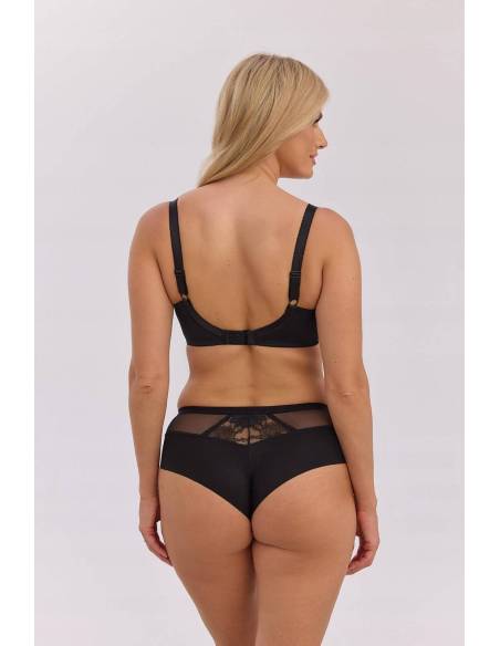 Biustonosz czarny ciemny semi soft półusztywniany koronka Gaia Claire 1358