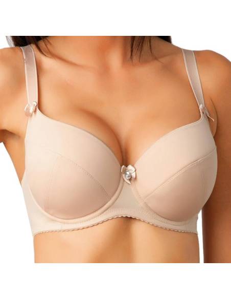 Biustonosz usztywniany beżowy nude full cup gładki fiszbiny Unikat Celina
