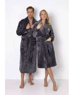 Szlafrok damski grafit ciepły miś za kolano Aruelle Keira... 2