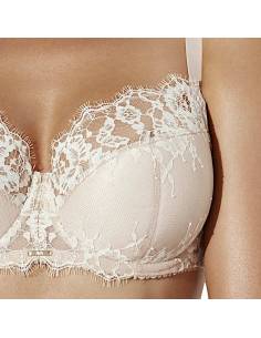 Biustonosz beżowy beige koronka kwiaty semi soft... 2