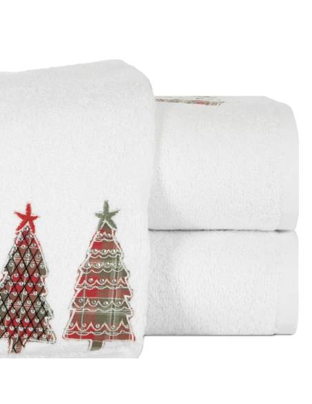 Ręcznik biały 50x90 Święta Christmas Mikołaj XMAS Choinka Santa Eurofirany