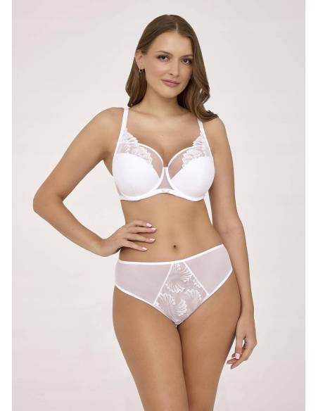 Biustonosz biały jasny white półusztywniany semi soft koronka tiul Ava 2239