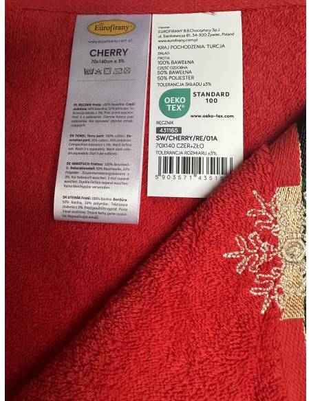 Ręcznik czerwony 70x140 Święta Christmas Mikołaj XMAS Cherry Santa Eurofirany