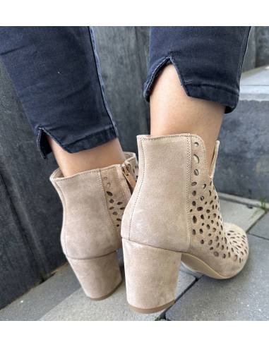 Botki skóra zamsz beż Exquisite 1184