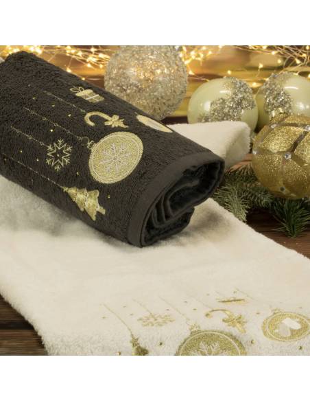Ręcznik szary grafit  50x90 Święta Christmas Mikołaj XMAS choinka Santa Eurofirany