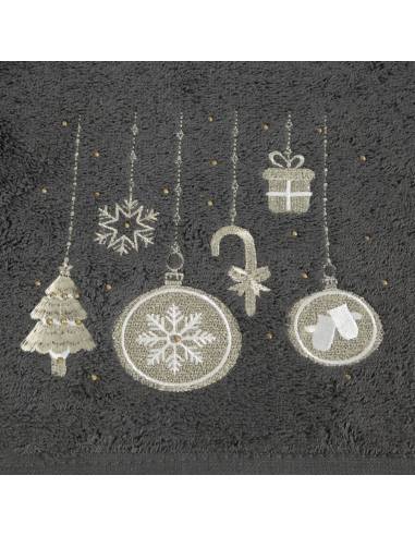 Ręcznik szary grafit  50x90 Święta Christmas...