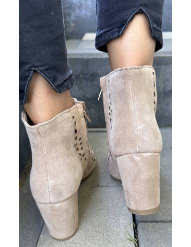 Botki skóra zamsz beż Exquisite 1184