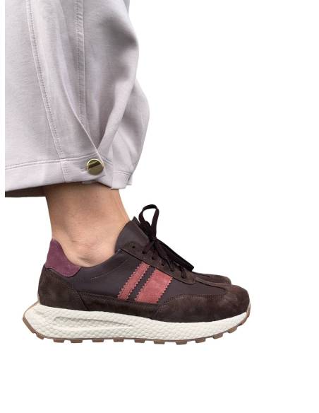 Sneakersy buty sportowe czekoladowe brązowe skóra naturalna Kampa N 1291